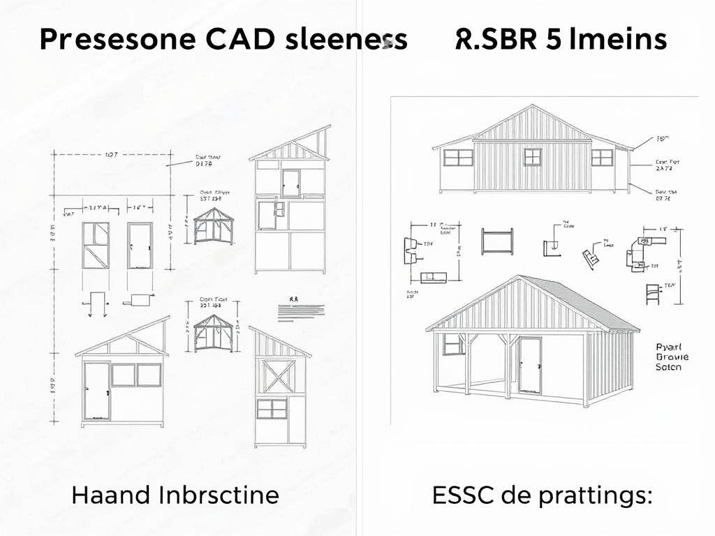 CAD designed drawings with exact proportions for shed building
