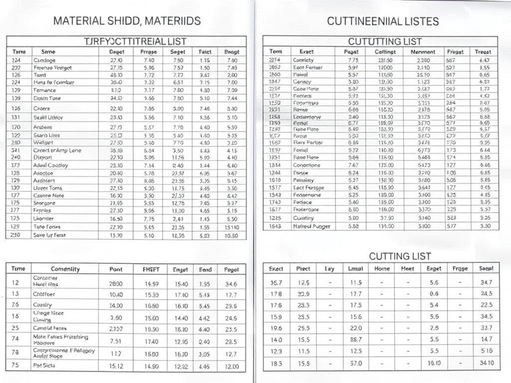 Complete materials and cutting lists for shed construction