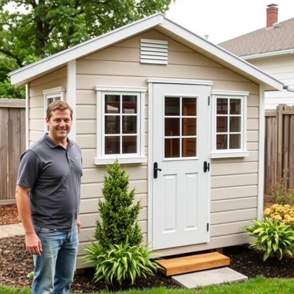 Paul Daigle with his completed garden shed